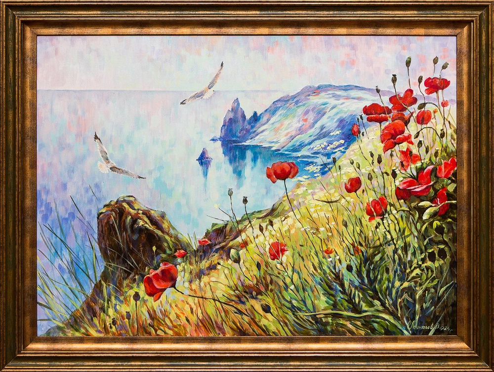 Картина маслом "Крымские маки" Леонтьев
