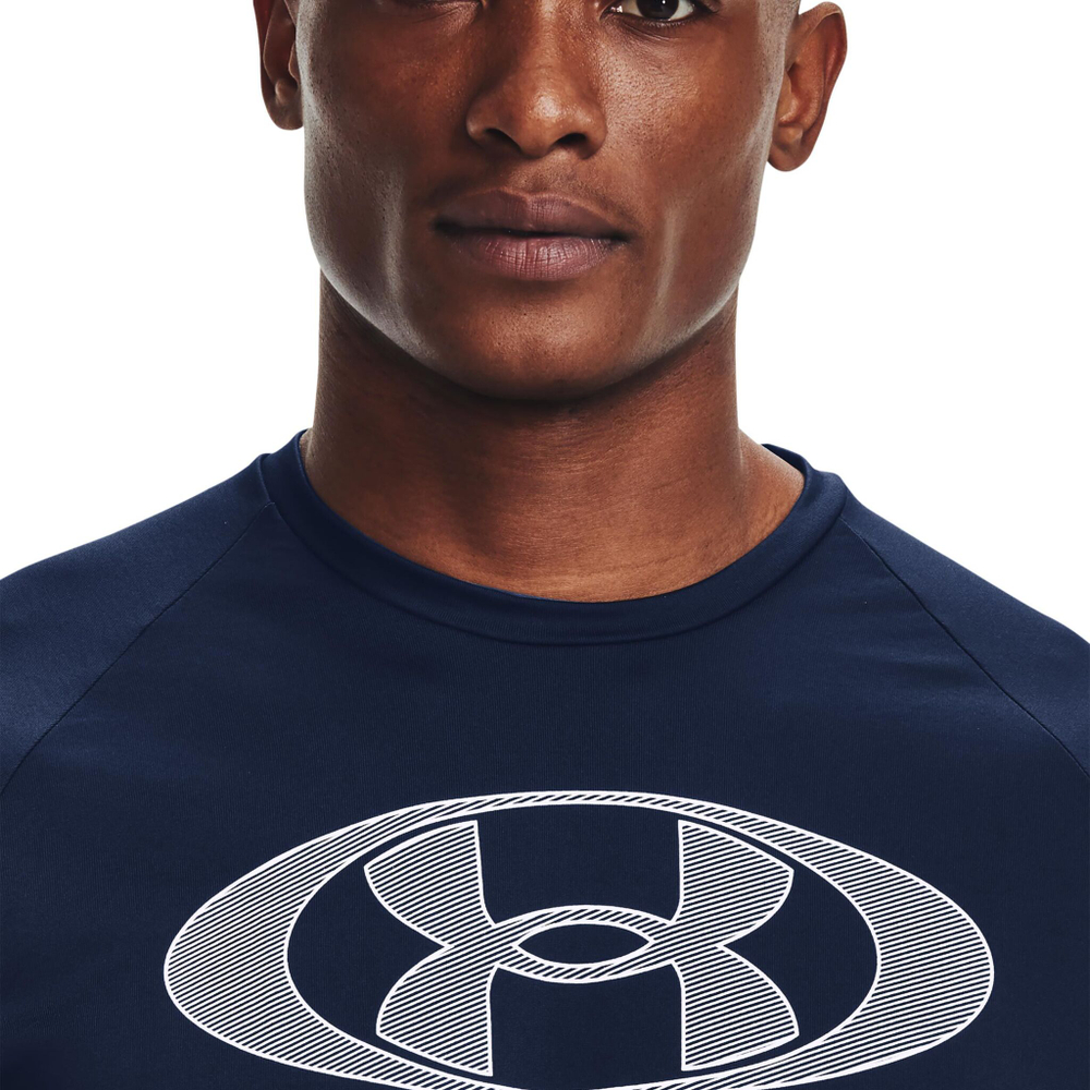 Мужское теннисное поло Under Armour Tech 2.0 Lockertag T-Shirt Men - Dark Blue, White