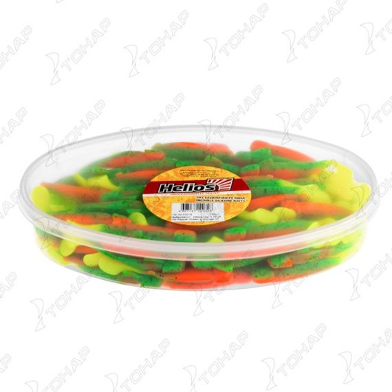 Виброхвост несъедоб. Jap 3,15&quot;/8 см Pepper Green &amp; Orange LT 100шт. (HS-32-032-N) Helios