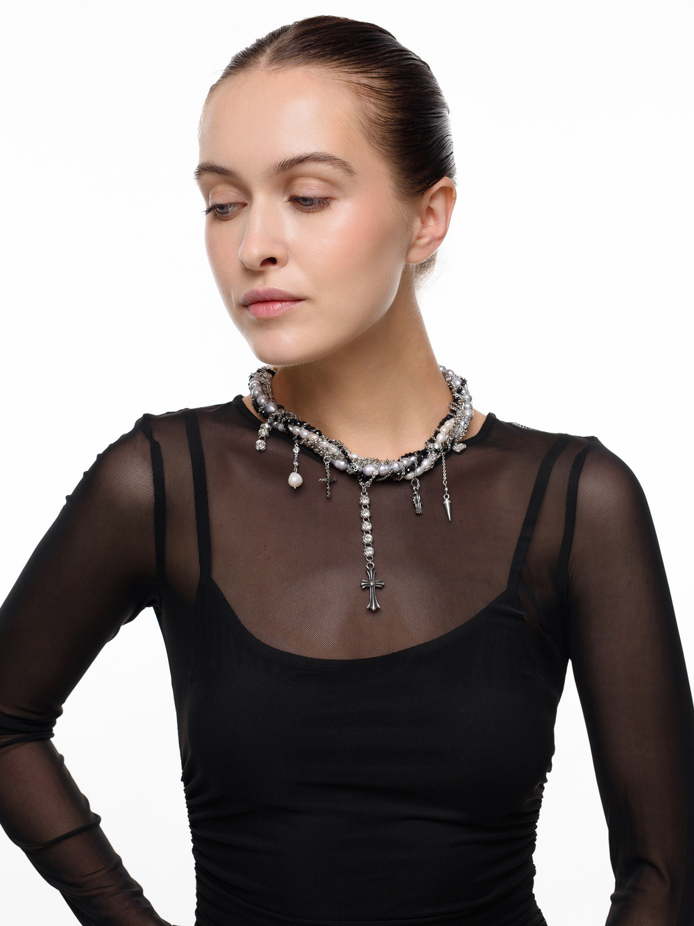 Колье "Glamour" из жемчуга и шпинели