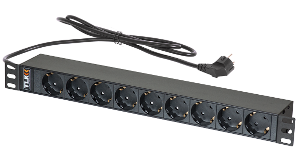 Блок розеток 19", 9 розеток TLK TLK-RSC09-M-04-BK