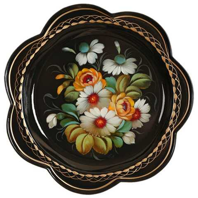 Жостовский поднос декоративный, размер 18 см (A1), металлический