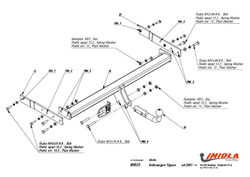 Фаркоп IMIOLA W.033 Volkswagen Tiguan 2007-2015, Audi Q3 2011-(паспорт и сертификат в комплекте)(без электрики)