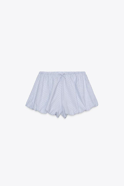 ZARА ПОЛОСАТЫЕ ШОРТЫ-КЮЛОТЫ, НЕБЕСНО-ГОЛУБОЙ