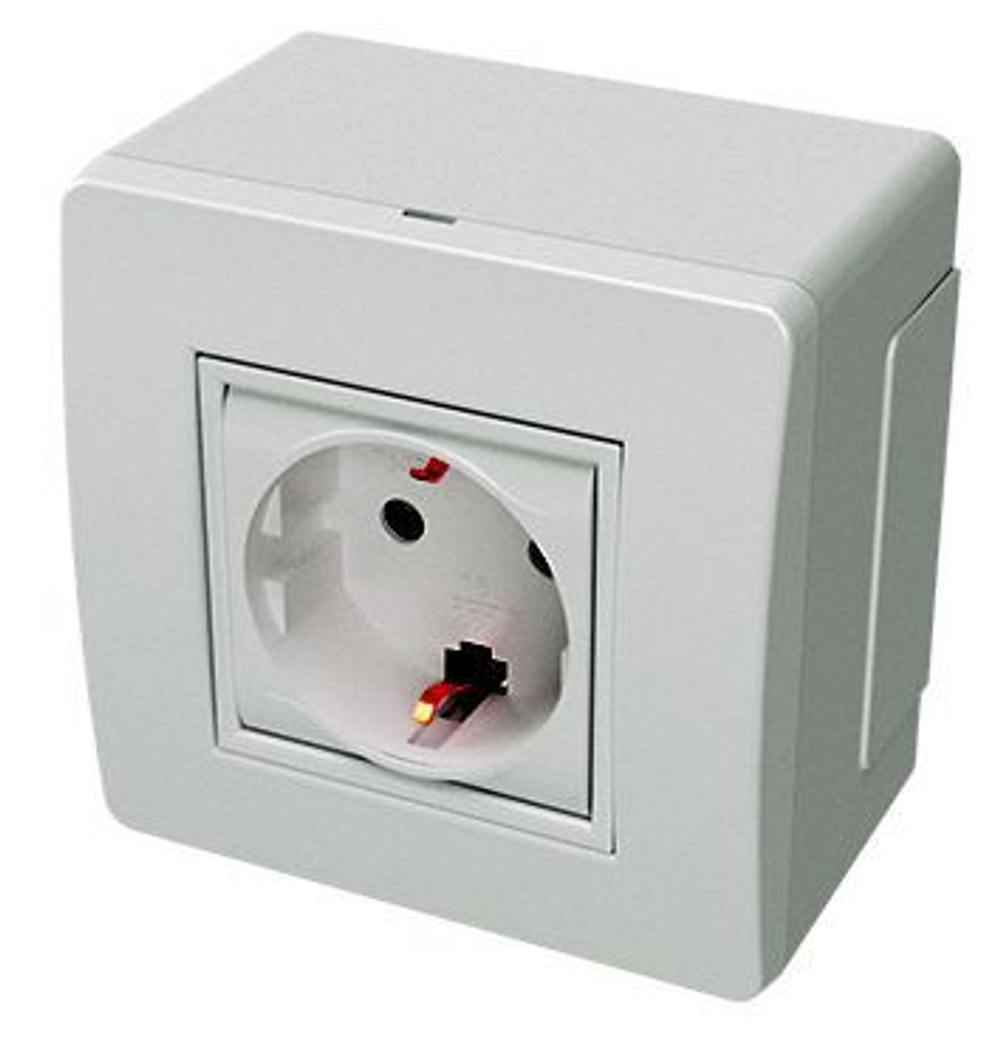 Коробка в сборе с силовой розеткой, коричневая (розница)