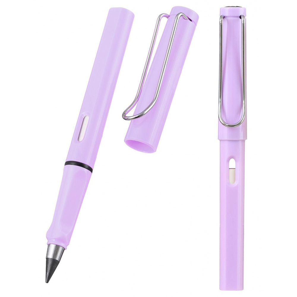 Карандаш вечный, чернографитный, Basir, с ластиком, сиреневый корпус