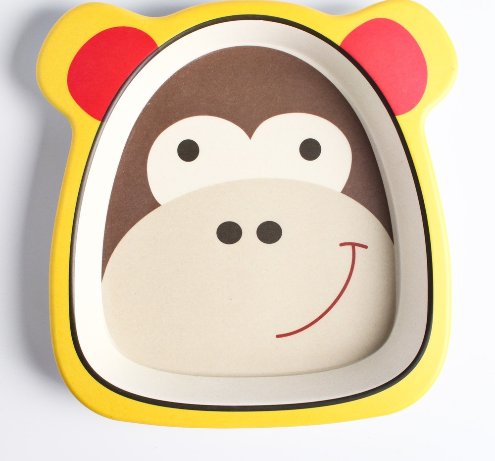 4298758 Тарелка 4-х секционная из бамбука, цвет МИКС