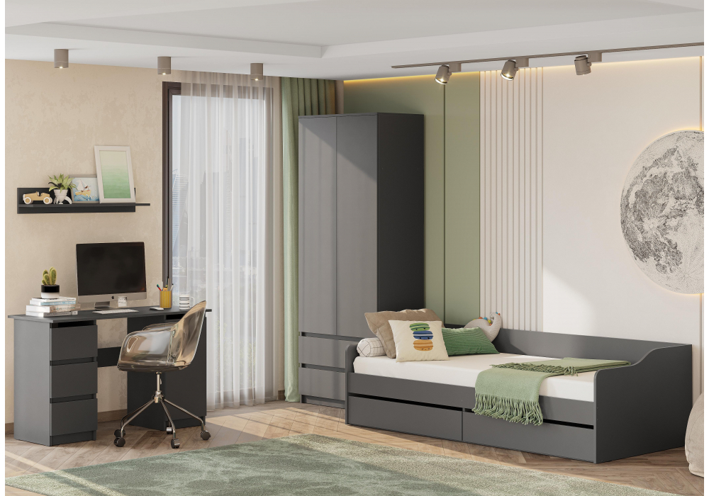 Шкаф Woodville Сибити двухстворчатый графит серый