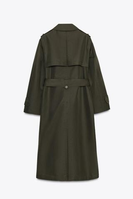 ZARA ДВУБОРТНЫЙ ТРЕНЧ WATER REPELLENT — ZW COLLECTION, ТЕМНЫЙ ХАКИ