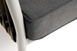 "Касабланка" диван 3-местный плетеный из роупа, каркас алюминий светло-серый (RAL7035) муар, роуп серо-коричневый 23мм, ткань серая 017