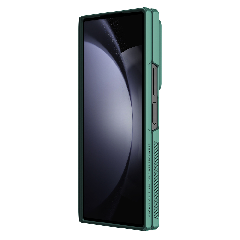 Усиленный чехол зеленого цвета (Dark Green) от Nillkin для Samsung Galaxy Z Fold 6 5G, серия CamShield Fold Case-Bracket Version (версия с подставкой)