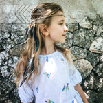 Повязка на голову с перьями (беж, светлые бусины)