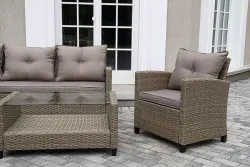 "Атланта" лаунж-зона из искусственного ротанга, цвет соломенный