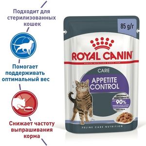 Пауч для взрослых кошек Royal Canin Appetite Control Care для контроля выпрашивания, мелкие кусочки в желе