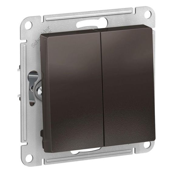 Выключатель двухклавишный Schneider Electric AtlasDesign 10A 250V мокко ATN000651