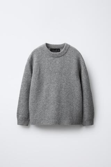 ZARA МЯГКИЙ ТРИКОТАЖНЫЙ ДЖЕМПЕР С ШЕРСТЬЮ, СЕРЫЙ