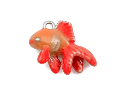 Подвеска "Золотая рыбка" 13мм, эмаль