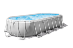 Каркасный овальный бассейн Intex Prism Frame 610х305х122 см + фильтр-насос 5678 л/ч, лестница, тент, подстилка (26798)