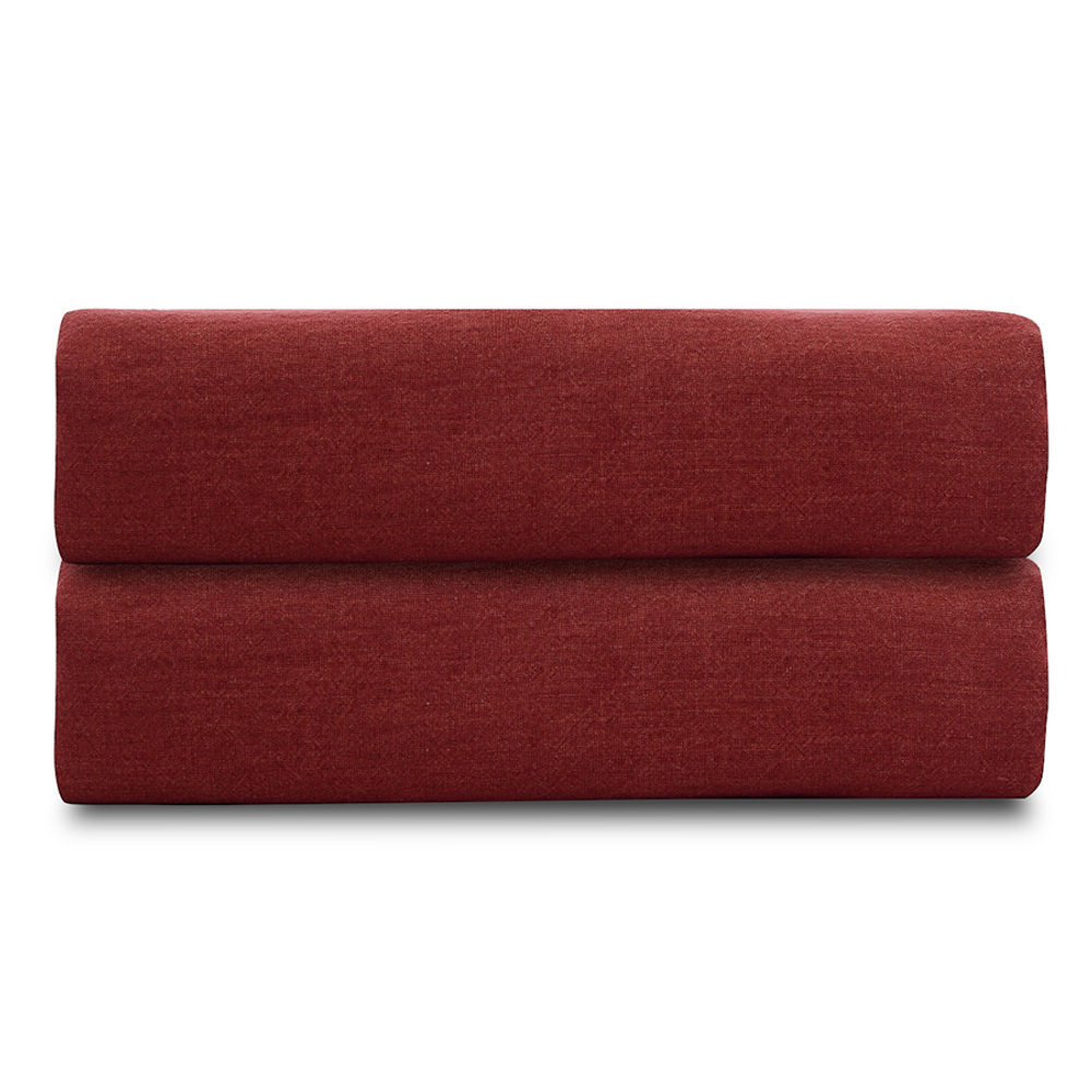 Простыня на резинке изо льна бордового цвета essential, 120х200х28 см