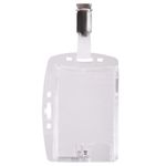 Держатель для пропусков, КОМПЛЕКТ 25 шт., двойной, жесткий пластик, клип, прозрачный, DURABLE (Германия), 8013-19