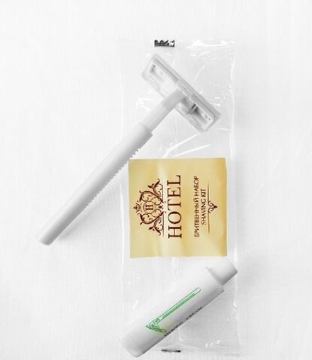 Бритвенный набор "Hotel", в прозрачной уп. (крем для бритья в тюбике)/500шт