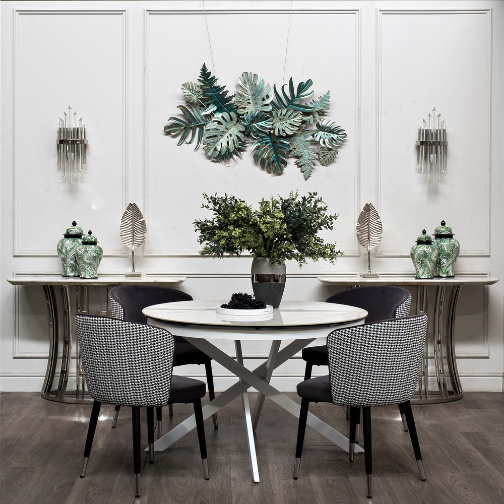 Стол обеденный Garda Decorенный Garda Decor круг раскл.керам.бел. 170(120)*120*76 см