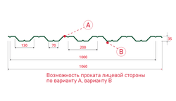 Профнастил RAL 8017 НС 35В 0,5 Texture*1000*
