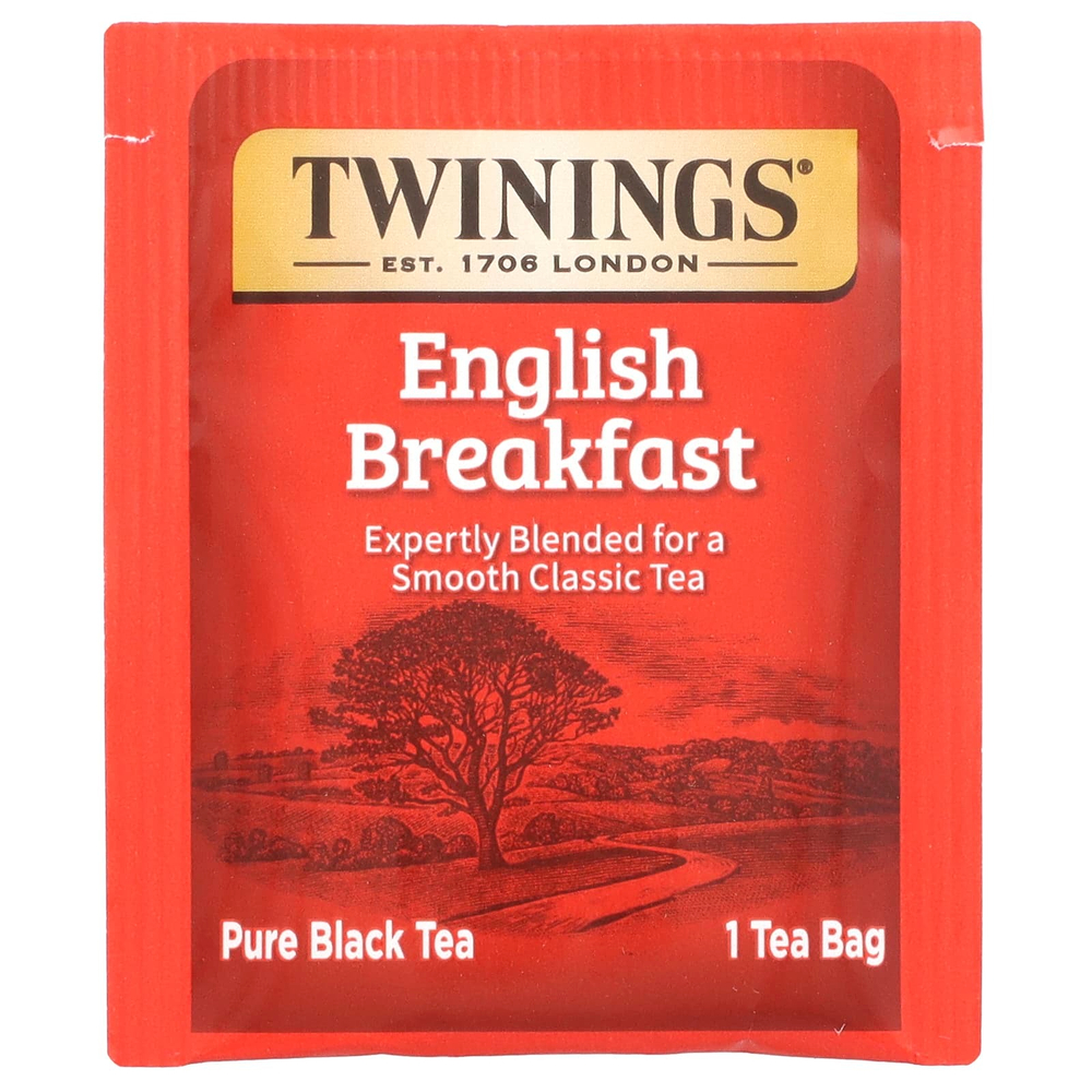 Twinings, 100% чистый черный чай «Английский завтрак», 25 чайных пакетиков, 50 г (1,76 унции)