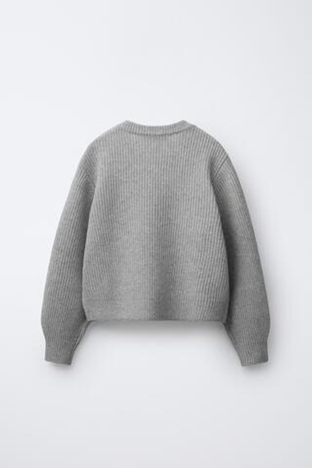 ZARA СВИТЕР В РУБЧИК, ЖЕМЧУЖНО-СЕРЫЙ