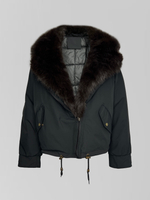 Куртка-парка Classic 8837 однотонная на молнии с воротником из меха