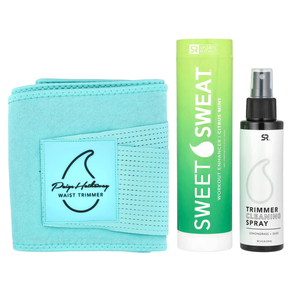 Sports Research, Sweet Sweat®, триммер для талии Paige Hathaway, XL / XXL, синий, комплект из 3 предметов