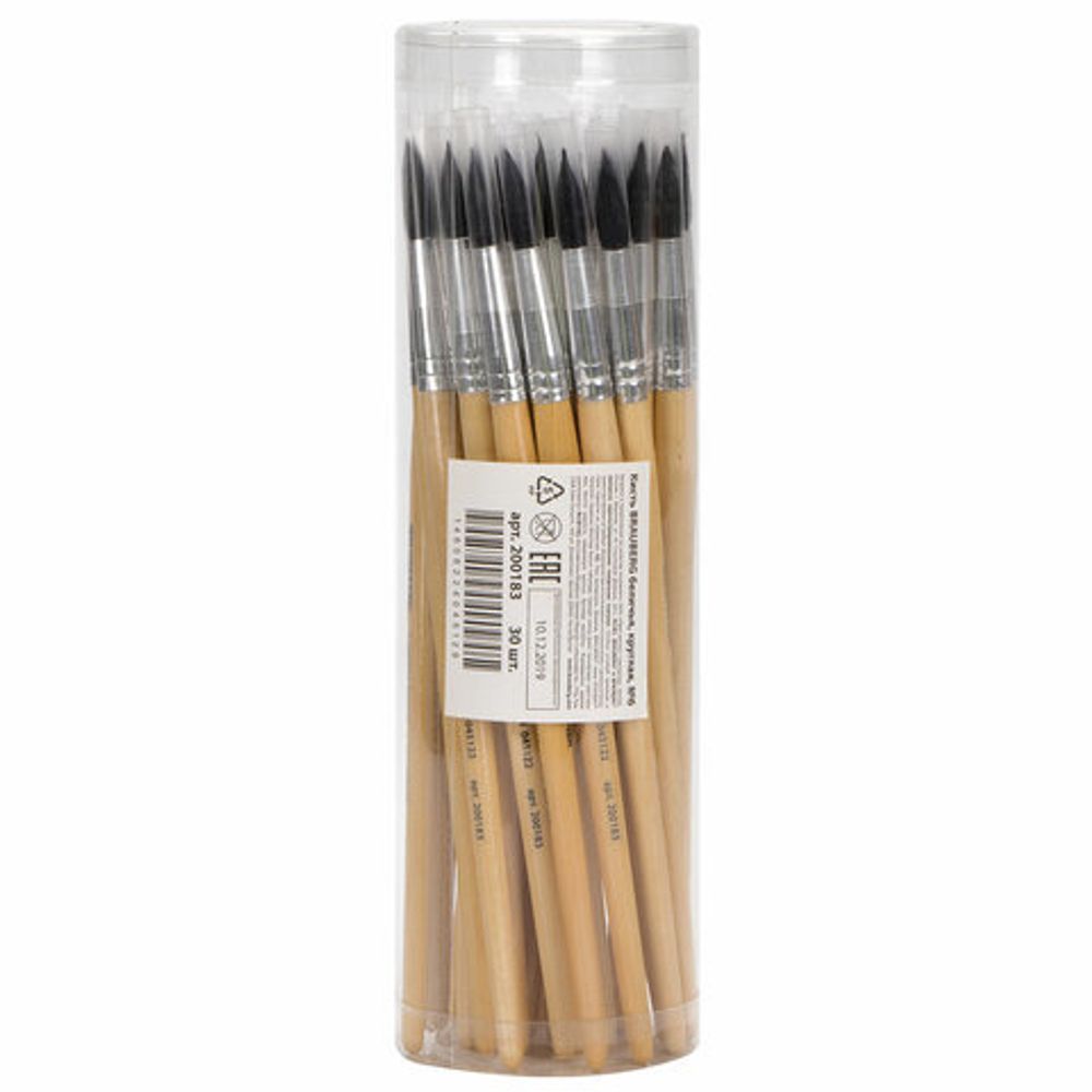 Кисть BRAUBERG, беличья, круглая, № 6, 200183