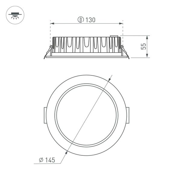 Встраиваемый светодиодный светильник Arlight MS-Mist-Built-R145-15W Warm3000 041613