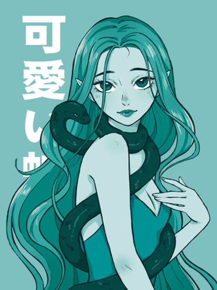 Точкабук А5 48л., 7БЦ "Аниме. Эльфийка со змеей"