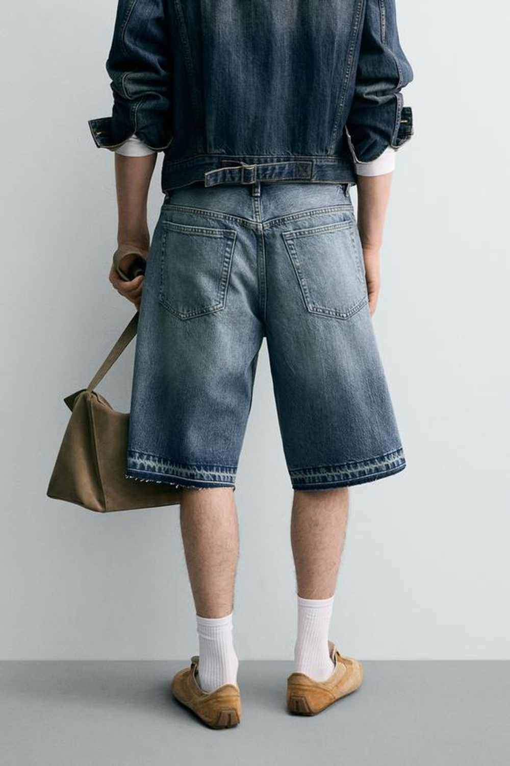ZARA ДЖИНСОВЫЕ ШОРТЫ RELAXED FIT, СИНИЙ