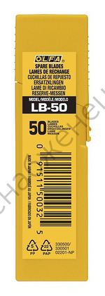 OLFA 18 мм, 50 шт, в боксе, сегментированные лезвия (OL-LB-50)