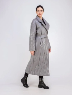 Пальто женское кожаное утепленное длинное Турция