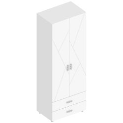 Шкаф 2-ств с 2 ящиками с полками МС "Сандра"(Белый лофт)