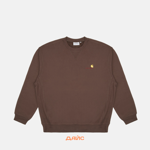  Толстовка мужская Carhartt WIP American Script Sweatshirt артикул:I025475_tobacco - купить в магазине Дайс
