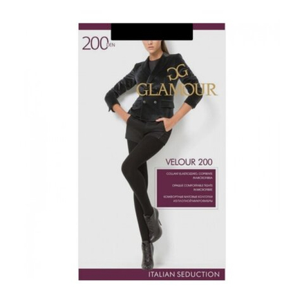 GLAMOUR Velour колготки микрофибра 200 den nero р.4 (L)