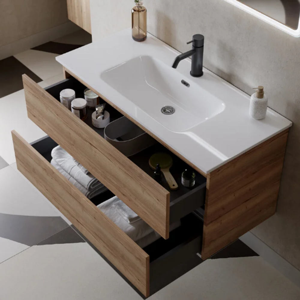 Тумба подвесная SANCOS Urban 790х450х550, c двумя ящиками оснащенными доводчиками, дуб галифакс натуральный , арт. UR80EG