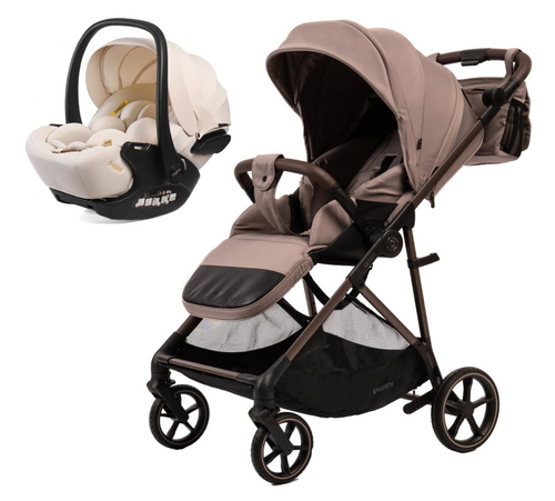 Прогулочная коляска Peppy Amici с автокреслом Verona Beige Sandstone рама Greige