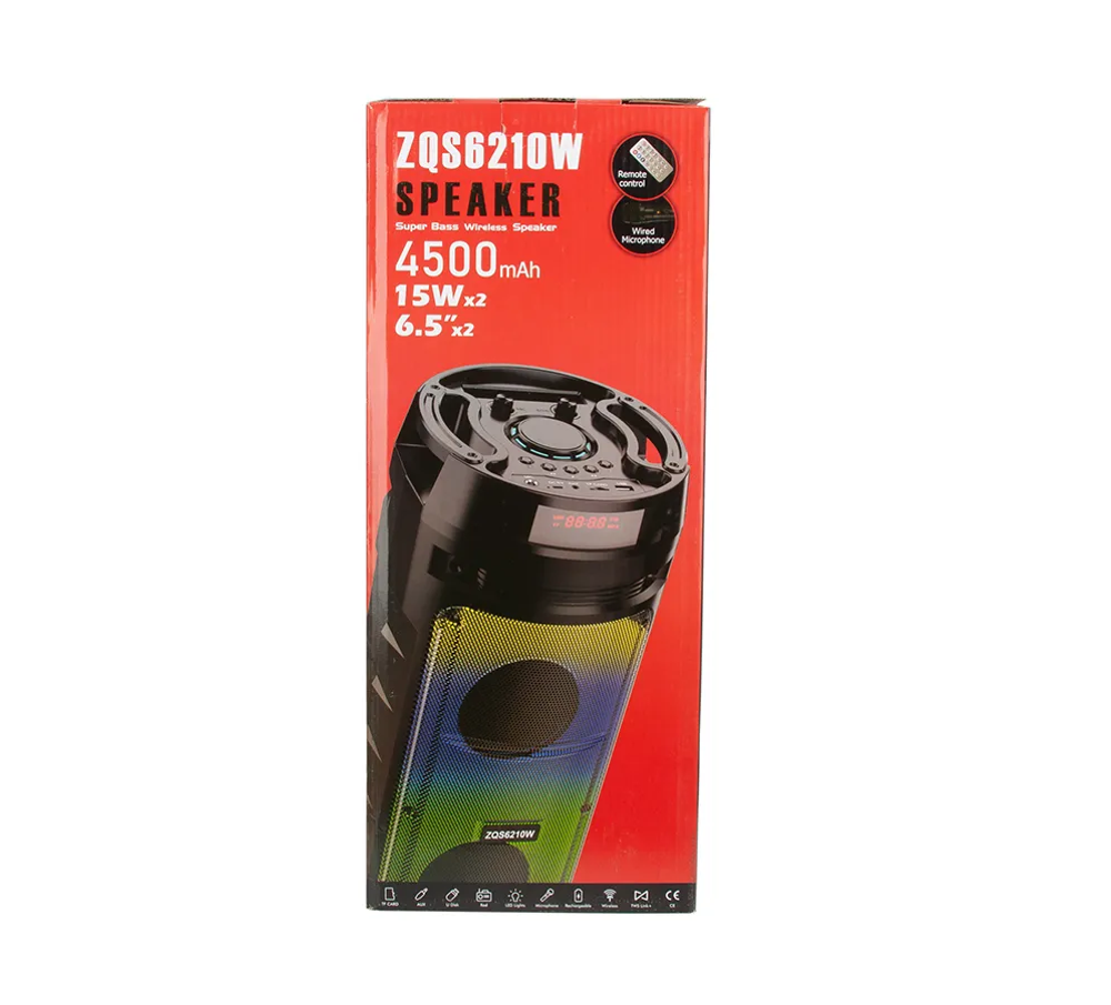 Напольная колонка BT Speaker ZQS-6210W (6.5"х2/30W/BT) Караоке