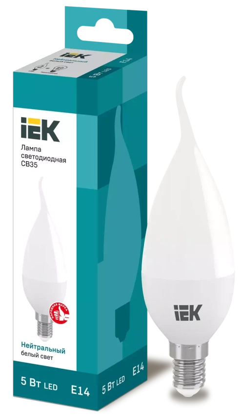 Лампа светодиодная ECO CB35 свеча на ветру 5Вт 230В 4000К Е14 IEK LLE-CB35-5-230-40-E14