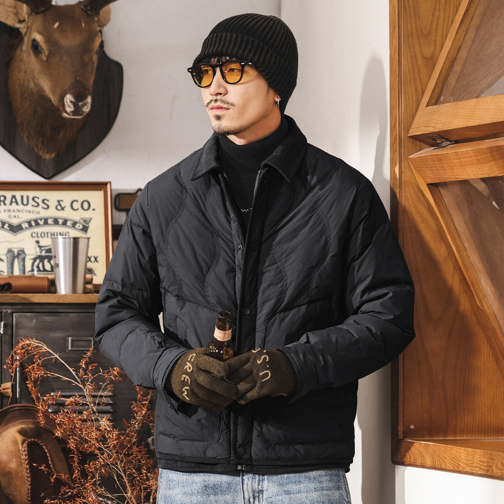 Пуховик с алмазным тиснением Американский ретро 90% утиный пух легкий мужской зимний теплый пуховик для мужчин