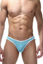 Голубые трусы-тонги с бахромой на ягодицах (Размер: S-M) (Цвет: голубой)