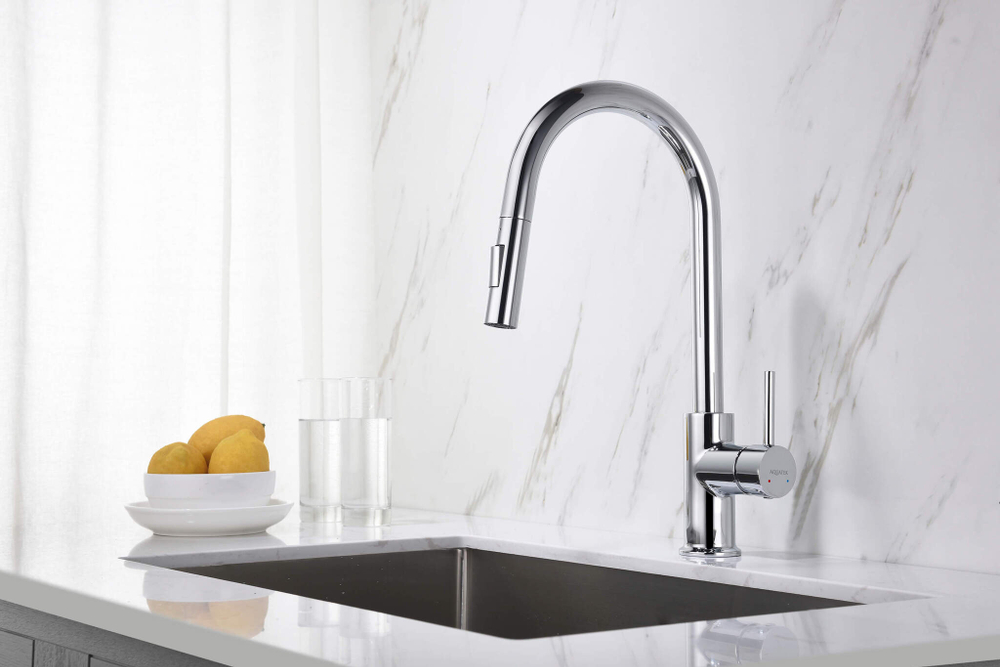 Смеситель для кухни с вытяжным изливом 2 jet AQUATEK AQ1384CR ЕВРОПА