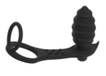 Черный анальный вибромассажер с эрекционными кольцами (Цвет: черный)