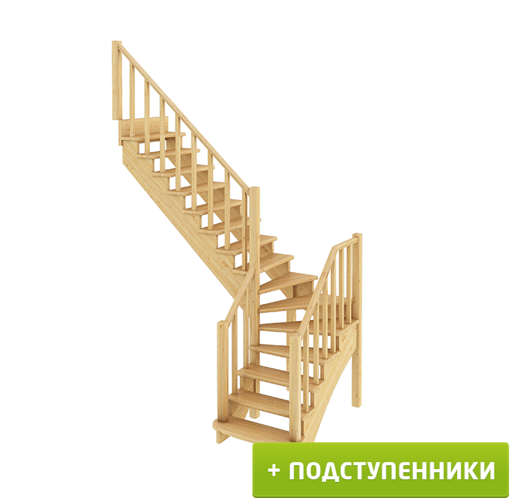 Лестница на второй этаж К-021м Левая с подступенками