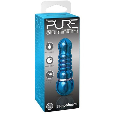 Голубой аллюминиевый вибратор BLUE SMALL - 7,5 см.